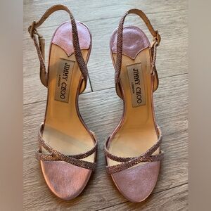 Jimmy Choo Metallic Pink Strappy Heels